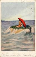 1922 Children art postcard, romantic couple. WSSB 5707. (EK)