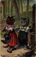 1923 Erst einen Kuß! / Cat couple. T.S.N. Serie 1646. (6 Dess.) s: Arthur Thiele (fa)
