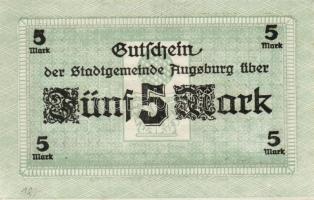 Német Birodalom/Császárság/Augsburg 1918.10.15. 5M, 10M hivatalos érvénytelenítéssel T:I