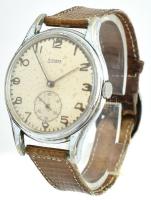 Silvana kézi felhúzó svájci karóra, számlapon kis korrozió, működik. Régi bőr szíjjal. d: 35mm