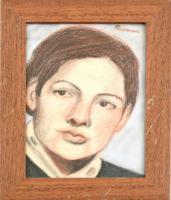 Rónai jelzéssel: Fiú portré. Pasztell, papír. Üvegezett fa keretben, 30×21 cm