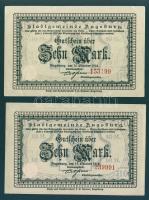 Német Birodalom/Császárság/Augsburg 1918.10.15. 10M (2x) az egyik hivatalos érvénytelenítéssel T:I- saroktörés