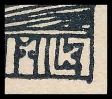 cca 1908 Kozma Lajos (1884-1948): "Lapis Regugii - Zeneszoba", fametszet, papír kartonon, ...