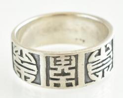 Ezüst(Ag) gyűrű, kínai szerencsehozó motívummal, jelzett, méret: 60, nettó: 7,1 g