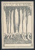 cca 1910 Kozma Lajos (1884-1948): Az ősz alkonyán, fametszet, papír kartonon, jelzett a dúcon, 17x11,5 cm