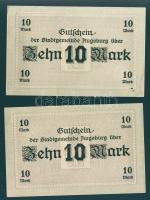 Német Birodalom/Császárság/Augsburg 1918.10.15. 10M (2x) az egyik hivatalos érvénytelenítéssel T:I,I...