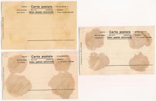 3 db RÉGI művészlap: macskák holdvilágnál / 3 pre-1945 art postcards: cats in moonlight