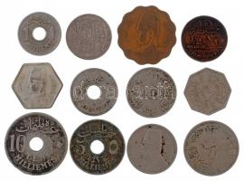 Egyiptom 12xklf érmetétel, közte 1944. 2q Ag Farouk T:2-,3 Egypt 12xdiff coin lot, within 1944. 2 Qirsh Ag Farouk C:VF,F
