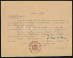 1944 Bp., Nyílt rendelet műszaki tanácsoshoz kotrógépen biztonságba helyezése ügyében