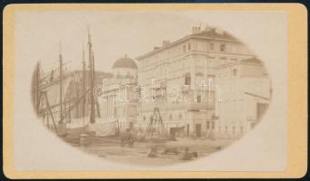 cca 1870 Trieszt, kikötőrészlet, keményhátú fotó Scrinzi műterméből, 6×10,5 cm / Trieste, vintage photo