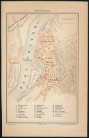 cca 1900 Esztergom város térképe, 1:7000, Pallas Nagy Lexikona, Bp., Pallas Rt., 19x12,5 cm