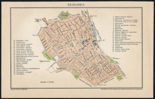 cca 1900 Szabadka város térképe, 1:15.000, Pallas Nagy Lexikona, Bp., Posner.-ny, 14x21 cm