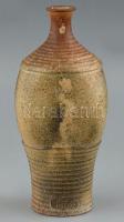Heller Zsuzsa retró váza, színes mázakkal festett kerámia, jelzett, hibátlan, m: 21 cm