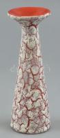 Retró gyertyatartó, színes mázakkal festett kerámia, jelzés nélkül, apró mázhiba a szájperemén, m: 16.5 cm
