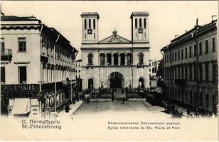 Saint Petersburg, St. Petersbourg, Petrograd; Eglise luthérienne de Sts. Pierre et Paul / Lutheran church, shops