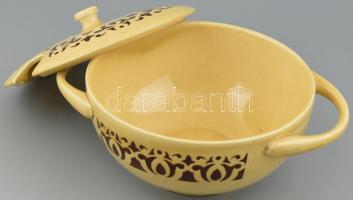 Gránit leveses tál, fajansz, jelzett, kopott, m: 17 cm, d: 33 cm