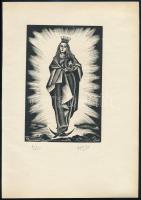 Molnár C. Pál (1894-1981): Szűz Mária királynő (Regina caeli). Fametszet, papír, utólagos jelzéssel, 17×11 cm