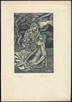 Molnár C. Pál (1894-1981): Fájdalmas Anya a halott Krisztussal. Fametszet, papír, utólagos jelzéssel, 17×11 cm