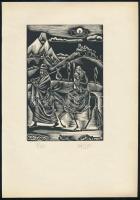 Molnár C. Pál (1894-1981): Szent család Egyiptomba menet. Fametszet, papír, utólagos jelzéssel, 17×11 cm
