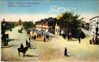 1916 Lviv, Lwów, Lemberg; Bahnhofsallee / street view, railway station (EK)