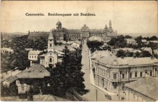 1919 Chernivtsi, Czernowitz, Cernauti, Csernyivci; Residenzgasse mit Residenz / street view, Greek Orthodox bishops palace (EK)