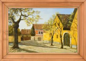 Lantos György (1957-): Őszi fák. Olaj, farost, jelzett. Fa keretben, 40×60 cm