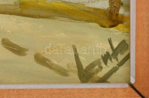 Lantos György (1957-): Őszi fák. Olaj, farost, jelzett. Fa keretben, 40×60 cm