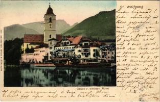 1903 Sankt Wolfgang im Salzkammergut, Gruss v. weissen Rössl / hotel, church