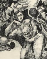 Vass Tamás (1942-1988): Októberi ünnep, 1985. Rézkarc, papír. Jelzett. Számozott: 1/19! Paszpartuban...