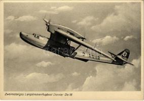 Zweimotoriges Langstreckenflugboot Dornier Do 18. Luftwaffe / WWII German military aircraft, seaplane, flying boat, swastika