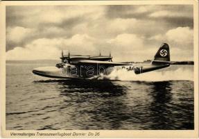 Viermotoriges Transozeanflugboot Dornier Do 26. Luftwaffe / WWII German military aircraft, seaplane, flying boat, swastika (EK)