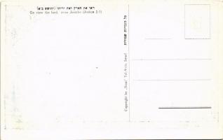 Jericho. Hebrew text. Judaica art postcard