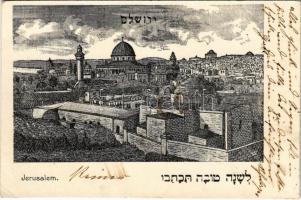 1904 Jerusalem. Hebrew text. Judaica art postcard (EK)