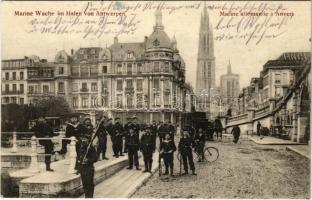 1915 Marine Wache im Hafen von Antwerpen / Marine allemande a Anvers / WWI German Navy (Kaiserliche Marine), mariner guard in Antwerp