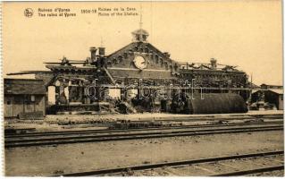 Ruines dYpres 1914-18. Ruines de la Gare / WWI the ruins at Ypres. Ruins of the railway station