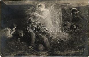 1911 Reves sur le Vedt. Salon des Artistes Francais / French military art postcard, dreaming soldiers s: Georges William Joy (EK)