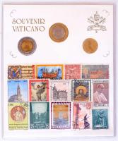 Vatikán 2001. 20L + 500L + 1000L II. János Pál nagyalakú bélyeges szuvenír szettben T:1 patina Vatican 2001. 20 Lire + 500 Lire + 1000 Lire John Paul II in souvenir set with stamps C:UNC patina