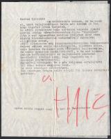 1937 Levél Huszár Klára (1919-2010) operarendező részére, borítékkal