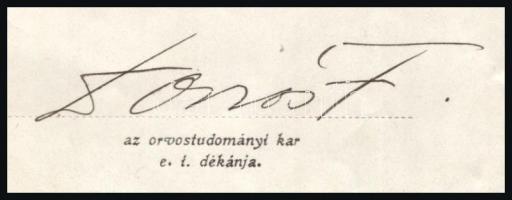 1935 Orsós Ferenc (1879-1962) orvos aláírása bizonyítványon