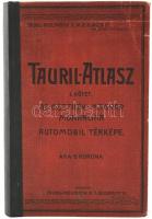 cca 1910 Tauril-Atlasz I. kötet. Az Osztrák-Magyar Monarchia automobil-térképe. Mérték: 1:600000. Bp., é.n., Tauril-Pneumatik Rt., 6+6 p.+1+L t. Javított gerincű, és kötésű félvászon-kötés,