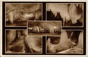 1937 Dobsina, Dobschau; Dobsinská l'adová jaskyna / Dobschauer Eishöhle / Dobsinai jégbarlang, belső, mozaiklap / ice cave, interior, multi-view postcard (EK)