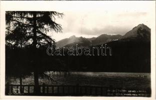 Tátra, Magas-Tátra, Vysoké Tatry; Strbské pleso, Kriván, Patria / Csorba-tó, hegycsúcsok / lake, mountain peaks (képeslapfüzetből / from postcard booklet)