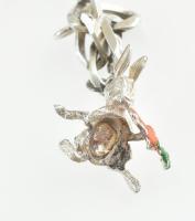 Ezüst(Ag) masszív pancer karkötő, 5 db függővel, apró javításokkal, jelzett, bruttó: 22,3 g