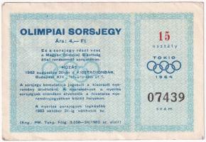 1963. Olimpiai Sorsjegy - Tokio 1964 sorsjegy 4Ft értékben T:II-