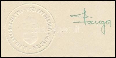 1941 Varga József (1891-1956) kereskedelem és közlekedésügyi miniszter aláírása kinevezési okmányon,...