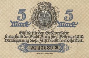 Német Birodalom/Weimari Köztársaság/Burg 1918.12.1. 5M (2x) T:I