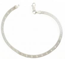 Ezüst(Ag) lapos kígyó karkötő csillag mintával, jelzett, h: 18 cm, nettó: 2,9 g