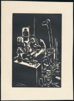 Frans Masereel (1889-1972): Cipész. Fametszet, papír, jelzett a metszeten, 16×11 cm