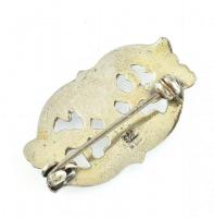 Ezüst(Ag) barokk mintás bross, jelzett, 3,2×2 cm, nettó: 6 g