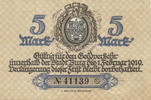 Német Birodalom/Weimari Köztársaság/Burg 1918.12.1. 5M (3x) egymásutáni sorszámmal T:I